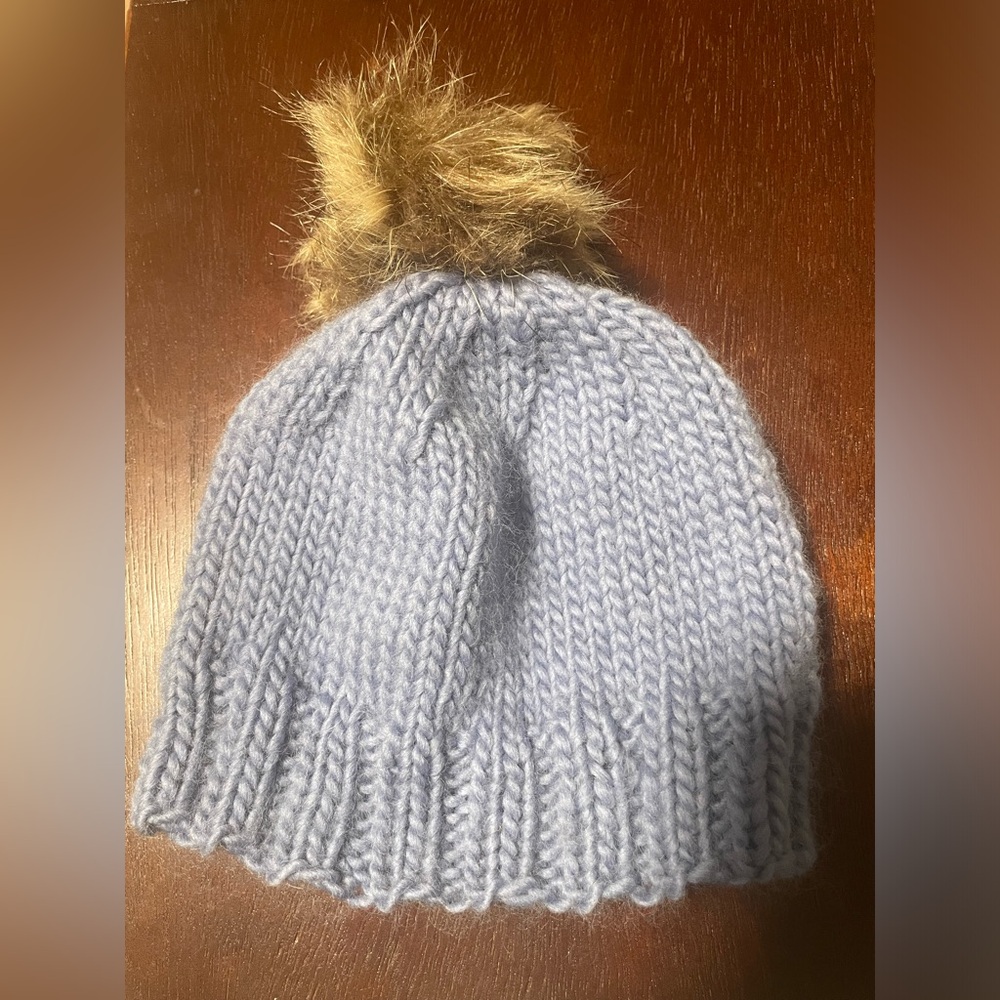 Cozy Blue Knit Pom-Pom Beanie for Kids